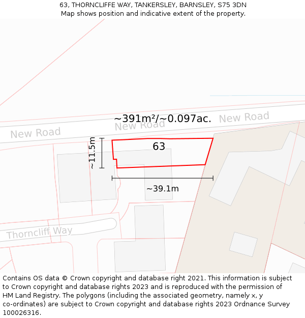 63, THORNCLIFFE WAY, TANKERSLEY, BARNSLEY, S75 3DN: Plot and title map