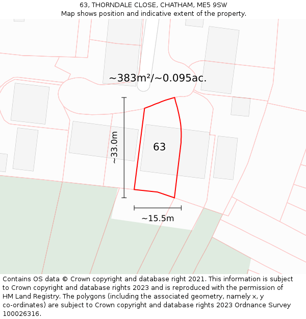 63, THORNDALE CLOSE, CHATHAM, ME5 9SW: Plot and title map