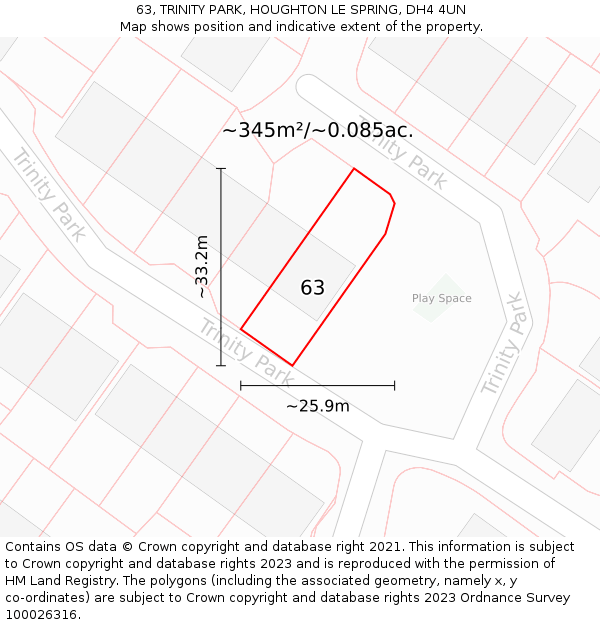 63, TRINITY PARK, HOUGHTON LE SPRING, DH4 4UN: Plot and title map