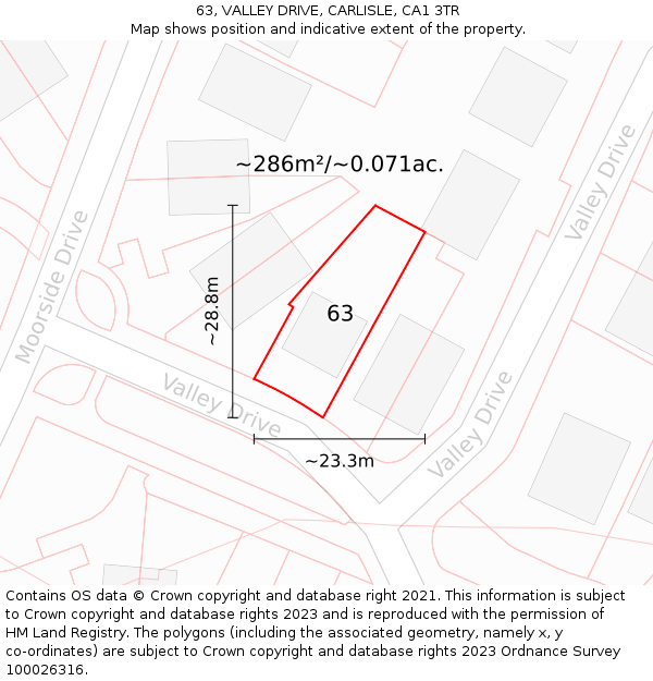63, VALLEY DRIVE, CARLISLE, CA1 3TR: Plot and title map
