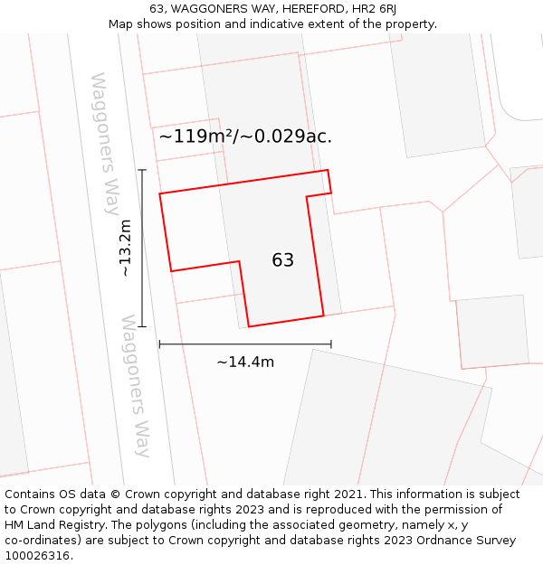 63, WAGGONERS WAY, HEREFORD, HR2 6RJ: Plot and title map