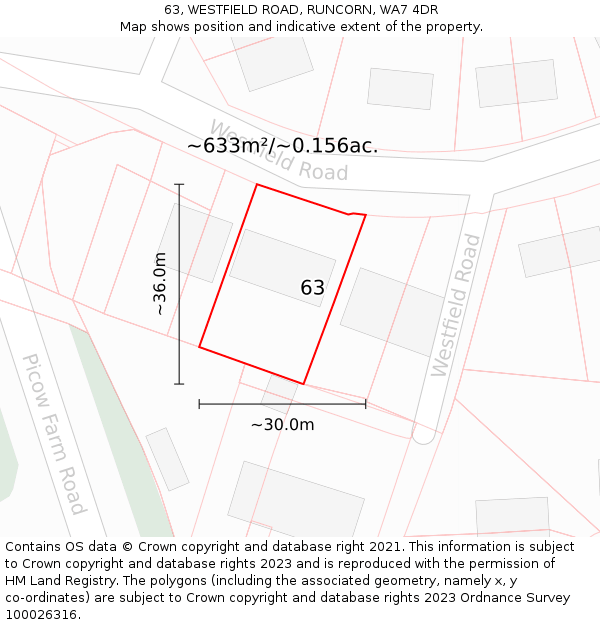 63, WESTFIELD ROAD, RUNCORN, WA7 4DR: Plot and title map