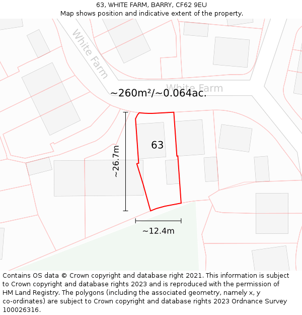 63, WHITE FARM, BARRY, CF62 9EU: Plot and title map
