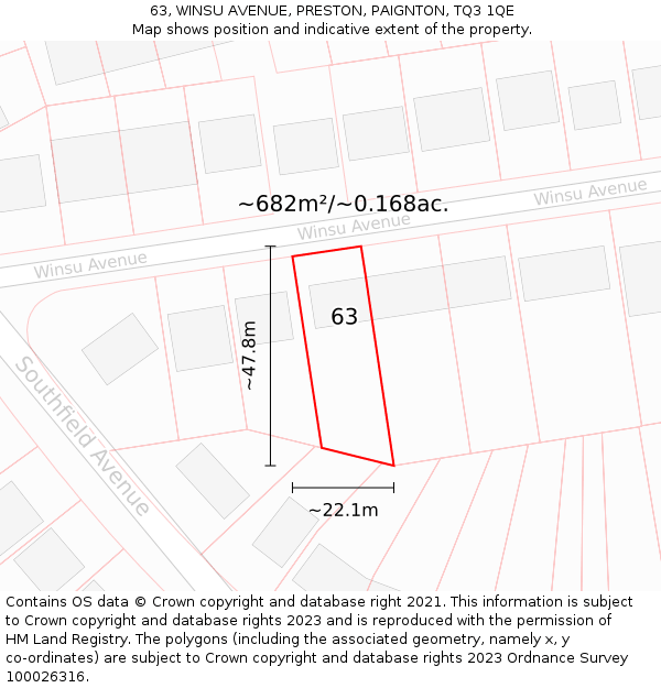 63, WINSU AVENUE, PRESTON, PAIGNTON, TQ3 1QE: Plot and title map