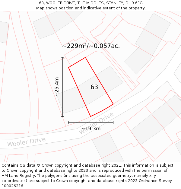 63, WOOLER DRIVE, THE MIDDLES, STANLEY, DH9 6FG: Plot and title map