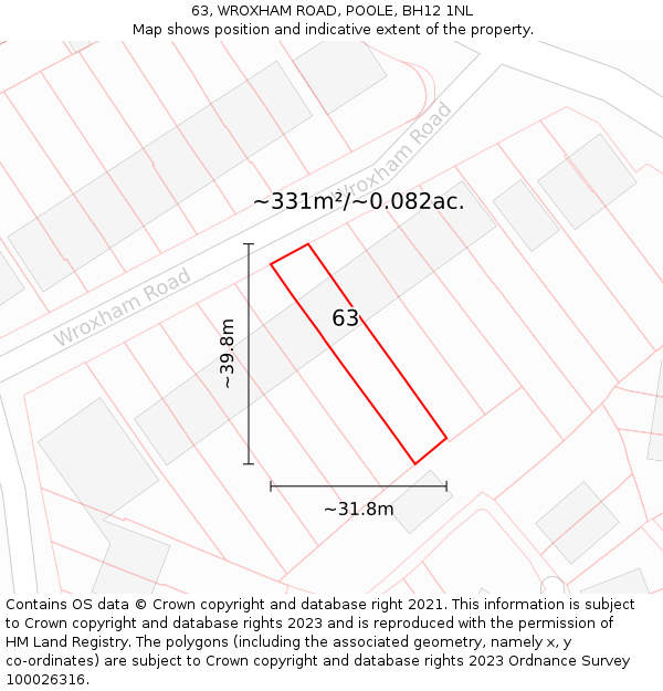 63, WROXHAM ROAD, POOLE, BH12 1NL: Plot and title map