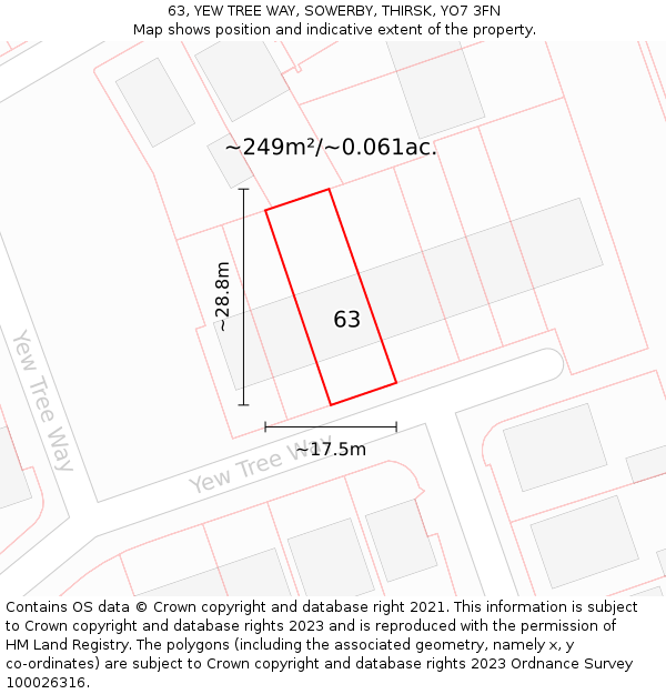 63, YEW TREE WAY, SOWERBY, THIRSK, YO7 3FN: Plot and title map
