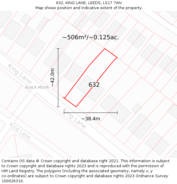 632, KING LANE, LEEDS, LS17 7AN: Plot and title map