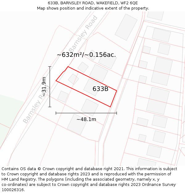 633B, BARNSLEY ROAD, WAKEFIELD, WF2 6QE: Plot and title map