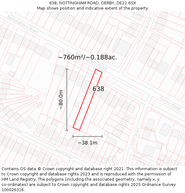 638, NOTTINGHAM ROAD, DERBY, DE21 6SX: Plot and title map