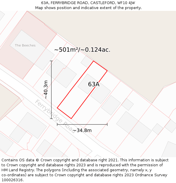 63A, FERRYBRIDGE ROAD, CASTLEFORD, WF10 4JW: Plot and title map