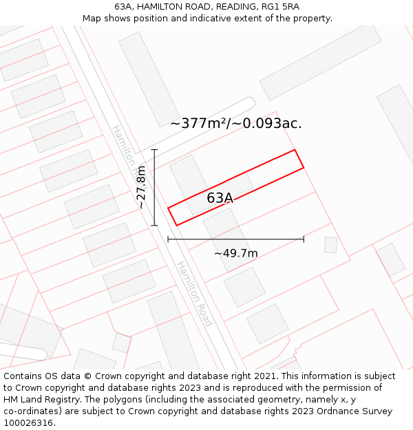 63A, HAMILTON ROAD, READING, RG1 5RA: Plot and title map