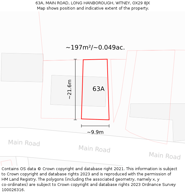 63A, MAIN ROAD, LONG HANBOROUGH, WITNEY, OX29 8JX: Plot and title map
