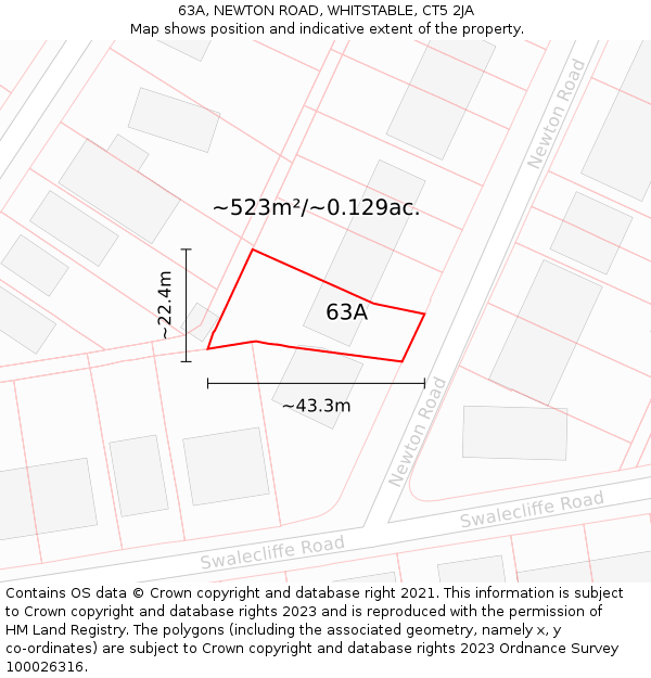 63A, NEWTON ROAD, WHITSTABLE, CT5 2JA: Plot and title map