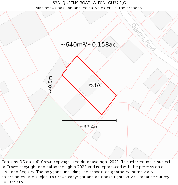 63A, QUEENS ROAD, ALTON, GU34 1JG: Plot and title map