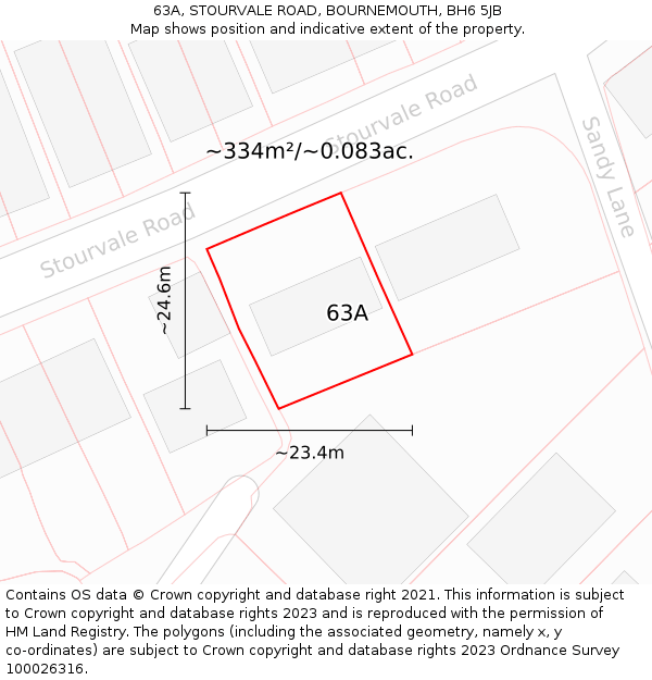 63A, STOURVALE ROAD, BOURNEMOUTH, BH6 5JB: Plot and title map