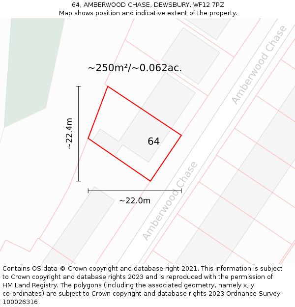 64, AMBERWOOD CHASE, DEWSBURY, WF12 7PZ: Plot and title map