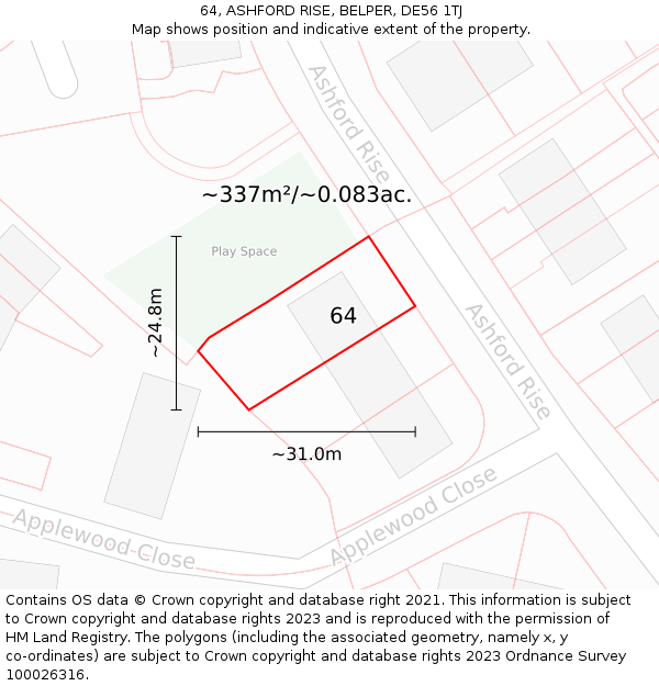 64, ASHFORD RISE, BELPER, DE56 1TJ: Plot and title map