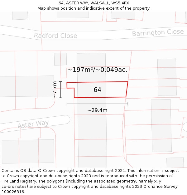 64, ASTER WAY, WALSALL, WS5 4RX: Plot and title map