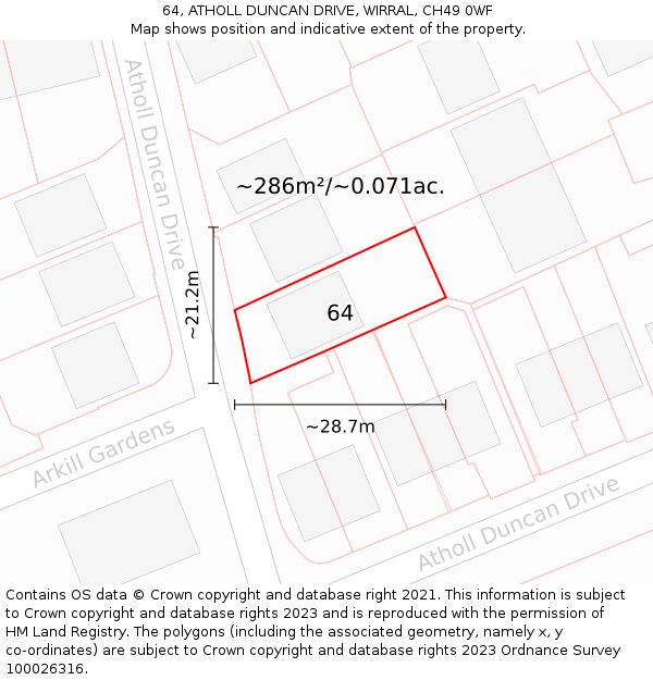 64, ATHOLL DUNCAN DRIVE, WIRRAL, CH49 0WF: Plot and title map