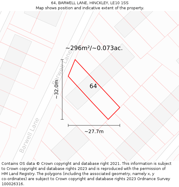 64, BARWELL LANE, HINCKLEY, LE10 1SS: Plot and title map