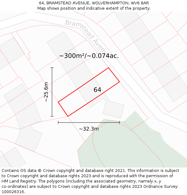 64, BRAMSTEAD AVENUE, WOLVERHAMPTON, WV6 8AR: Plot and title map