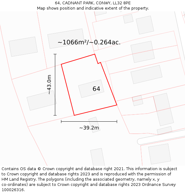 64, CADNANT PARK, CONWY, LL32 8PE: Plot and title map
