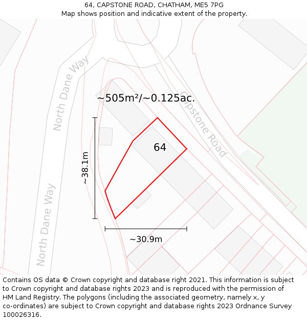 64, CAPSTONE ROAD, CHATHAM, ME5 7PG: Plot and title map