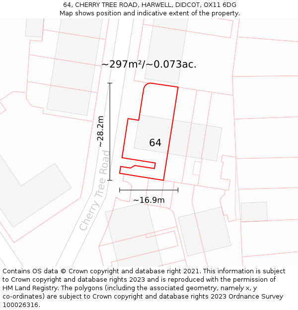 64, CHERRY TREE ROAD, HARWELL, DIDCOT, OX11 6DG: Plot and title map