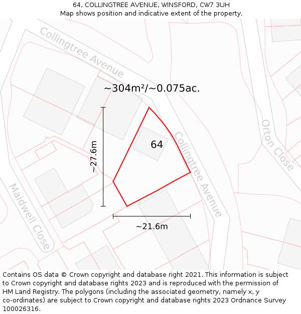 64, COLLINGTREE AVENUE, WINSFORD, CW7 3UH: Plot and title map