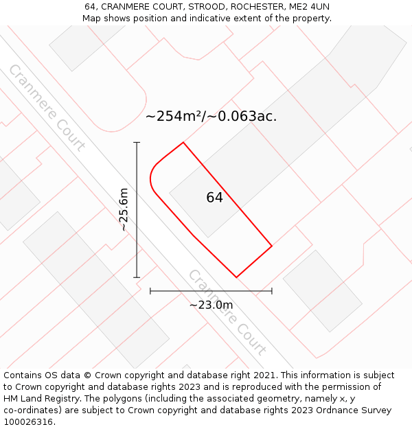 64, CRANMERE COURT, STROOD, ROCHESTER, ME2 4UN: Plot and title map