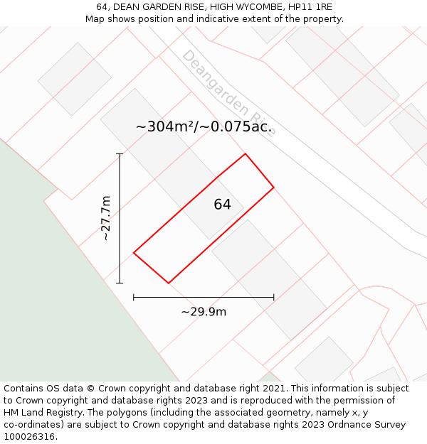 64, DEAN GARDEN RISE, HIGH WYCOMBE, HP11 1RE: Plot and title map
