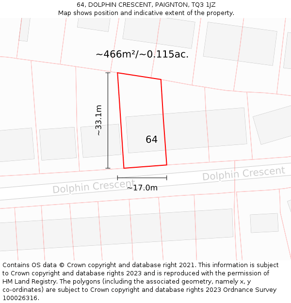 64, DOLPHIN CRESCENT, PAIGNTON, TQ3 1JZ: Plot and title map