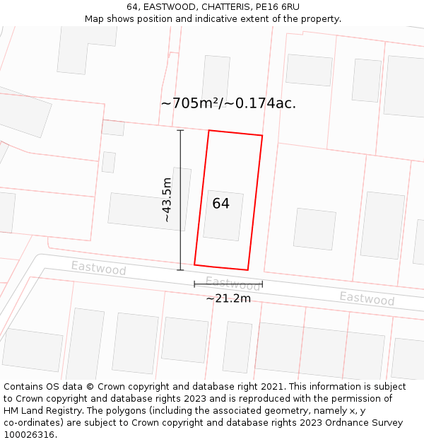 64, EASTWOOD, CHATTERIS, PE16 6RU: Plot and title map