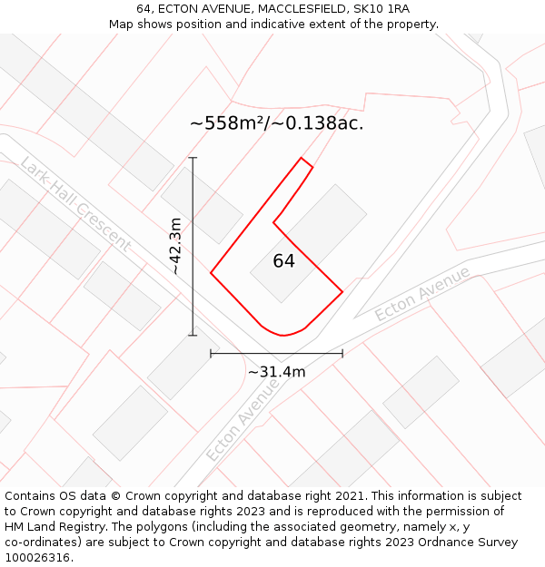 64, ECTON AVENUE, MACCLESFIELD, SK10 1RA: Plot and title map