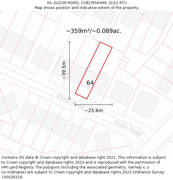 64, ELDON ROAD, CHELTENHAM, GL52 6TU: Plot and title map