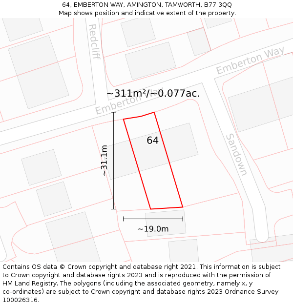 64, EMBERTON WAY, AMINGTON, TAMWORTH, B77 3QQ: Plot and title map