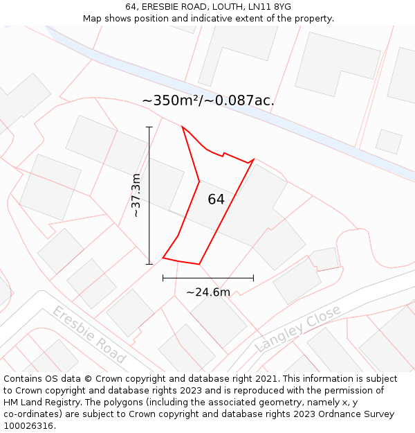 64, ERESBIE ROAD, LOUTH, LN11 8YG: Plot and title map
