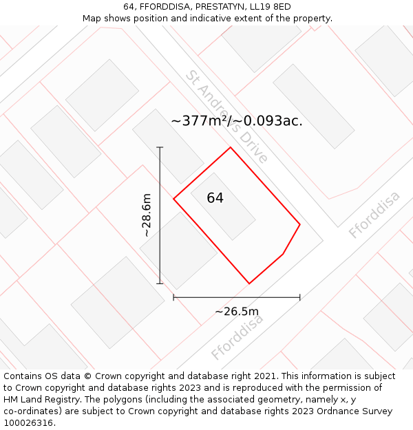 64, FFORDDISA, PRESTATYN, LL19 8ED: Plot and title map