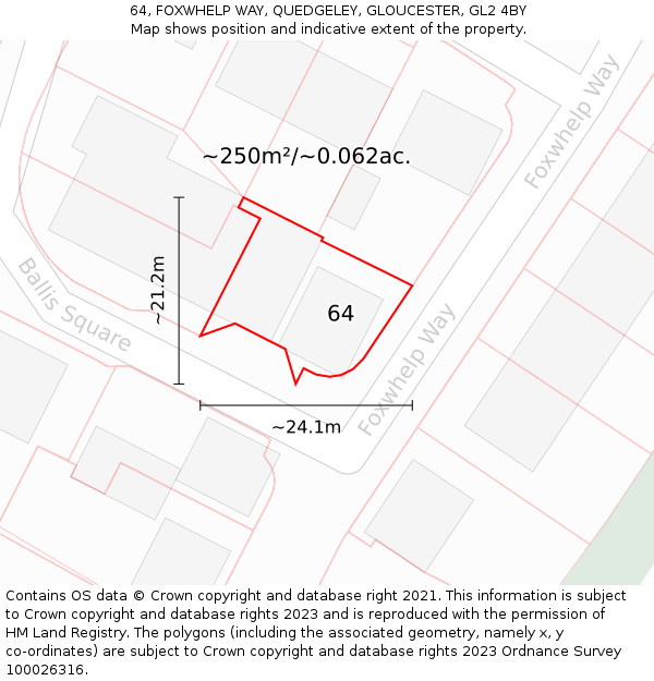 64, FOXWHELP WAY, QUEDGELEY, GLOUCESTER, GL2 4BY: Plot and title map