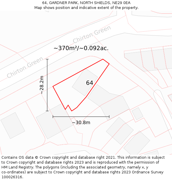 64, GARDNER PARK, NORTH SHIELDS, NE29 0EA: Plot and title map