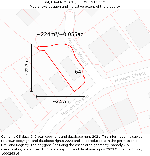 64, HAVEN CHASE, LEEDS, LS16 6SG: Plot and title map