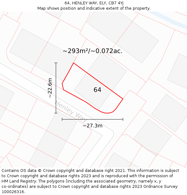 64, HENLEY WAY, ELY, CB7 4YJ: Plot and title map