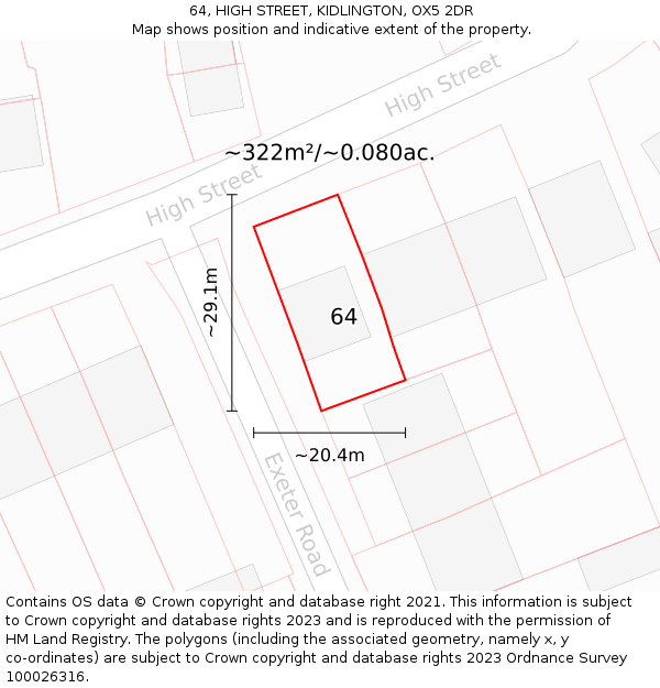 64, HIGH STREET, KIDLINGTON, OX5 2DR: Plot and title map
