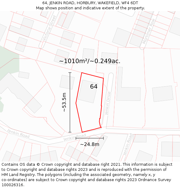 64, JENKIN ROAD, HORBURY, WAKEFIELD, WF4 6DT: Plot and title map