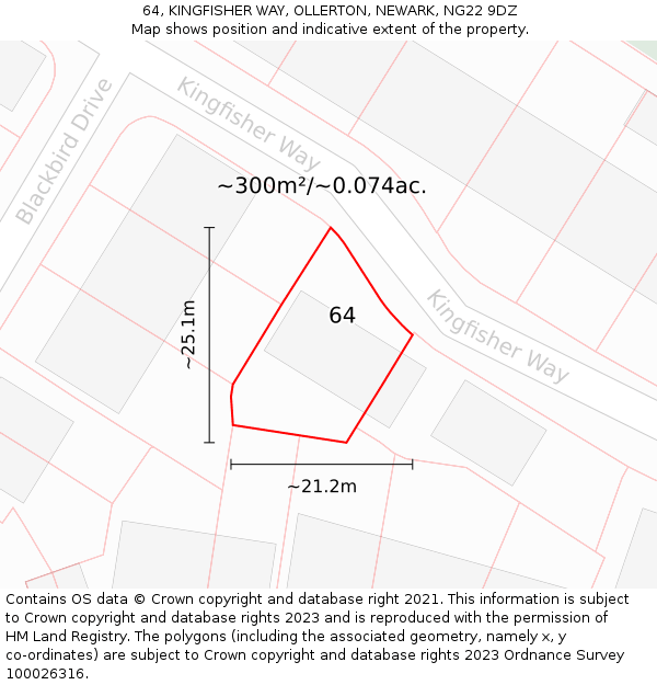 64, KINGFISHER WAY, OLLERTON, NEWARK, NG22 9DZ: Plot and title map