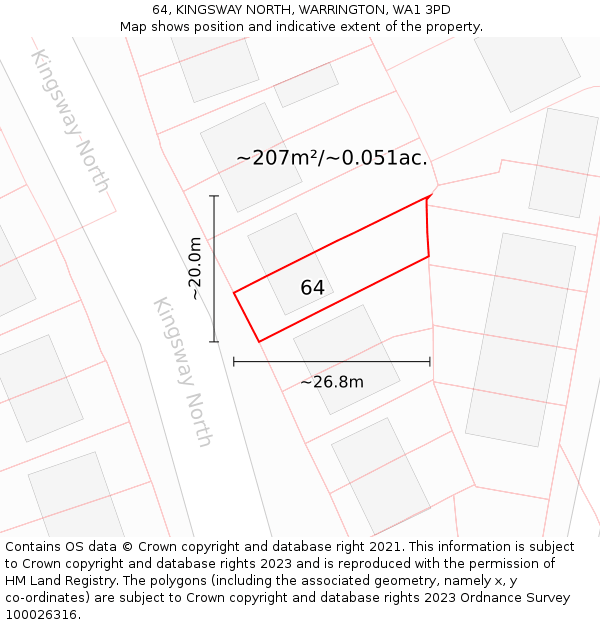 64, KINGSWAY NORTH, WARRINGTON, WA1 3PD: Plot and title map