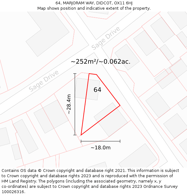 64, MARJORAM WAY, DIDCOT, OX11 6HJ: Plot and title map