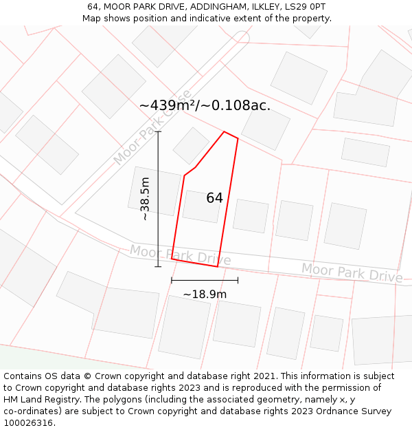 64, MOOR PARK DRIVE, ADDINGHAM, ILKLEY, LS29 0PT: Plot and title map