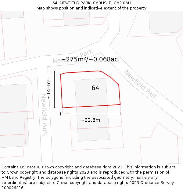 64, NEWFIELD PARK, CARLISLE, CA3 0AH: Plot and title map